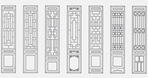 克什克腾常用中式仿古花窗图案隔断设计图